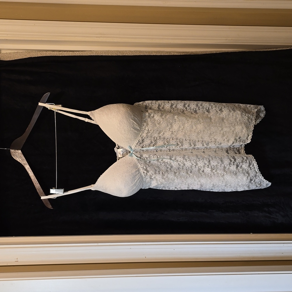 Intimo Donatella White Lace Babydoll Nightie Lingerie Asymmetrical Hem size 2x